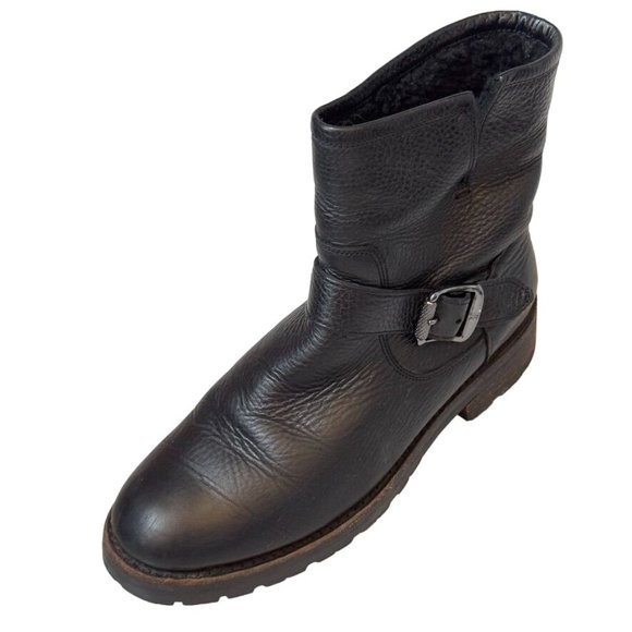 Frye Black Leather Buckle Ankle Boots - Picture 6 of 14